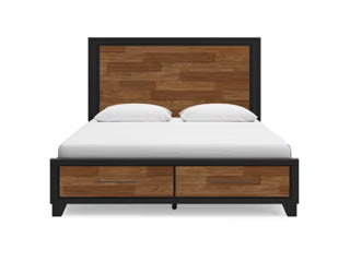 Kraeburn - Brown / Black - Queen Panel Storage Bed