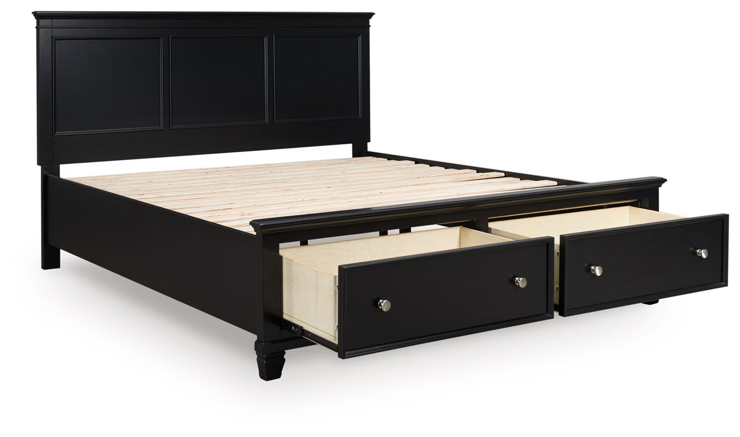 Lanolee - Black - California King Panel Storage Bed