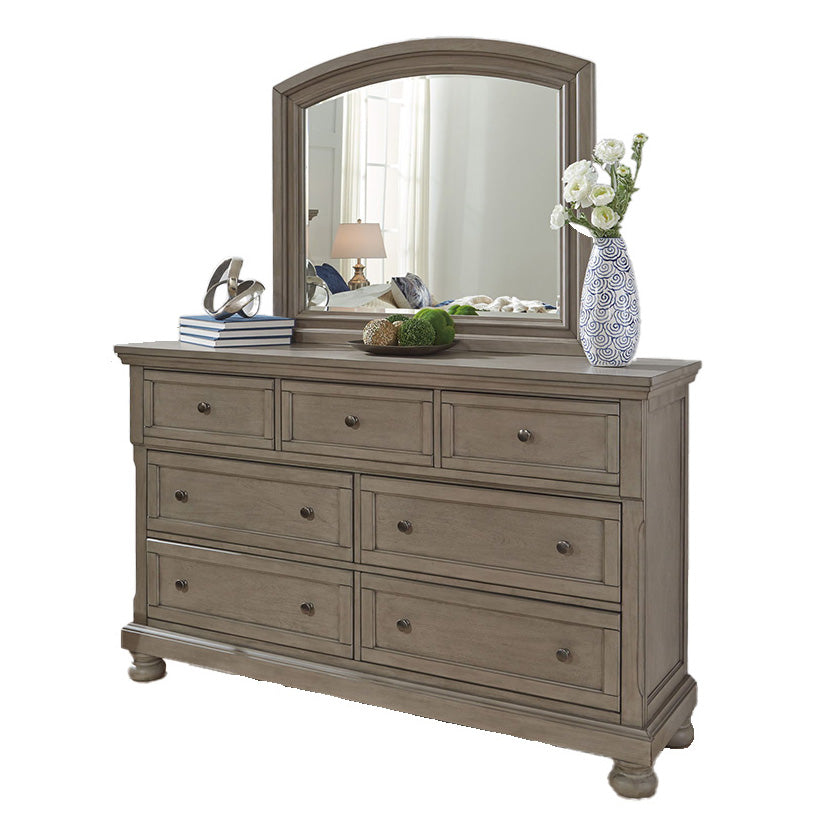 Lettner - Light Gray - 7 Drawer Dresser, Mirror Furniture Warehouse Ohio Lettner - Light Gray - 7 Drawer Dresser, Mirror Furniture Warehouse Ohio