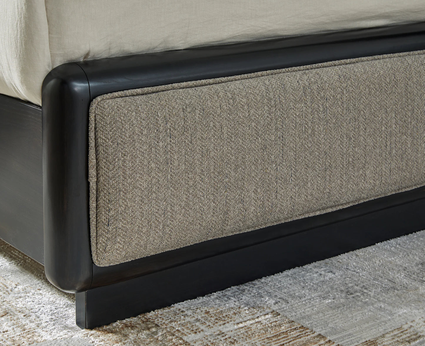 Rowanbeck - Gray / Black - Queen Upholstered Panel Bed