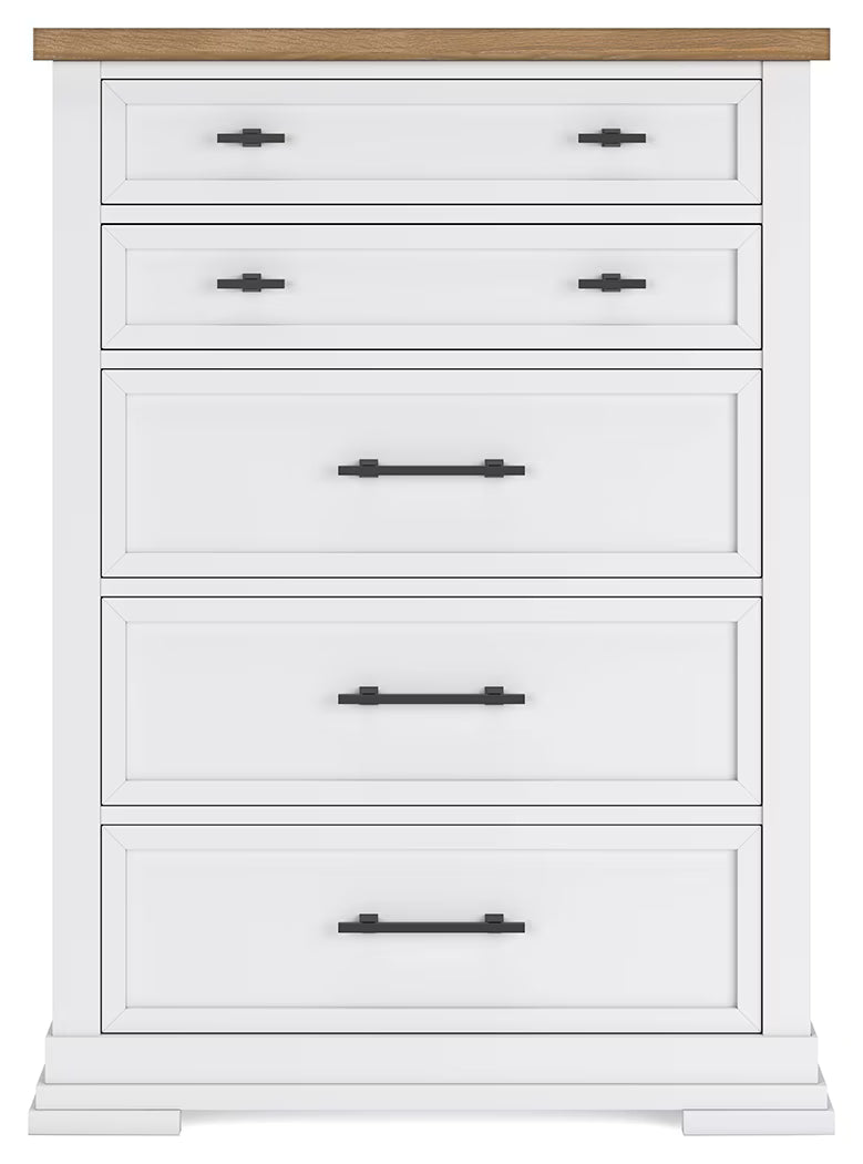 Ashbryn - White / Natural - Five Drawer Chest