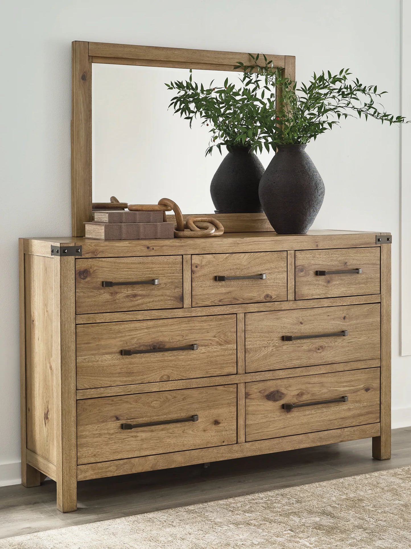 Ridgester - Dresser And Mirror - Light Brown