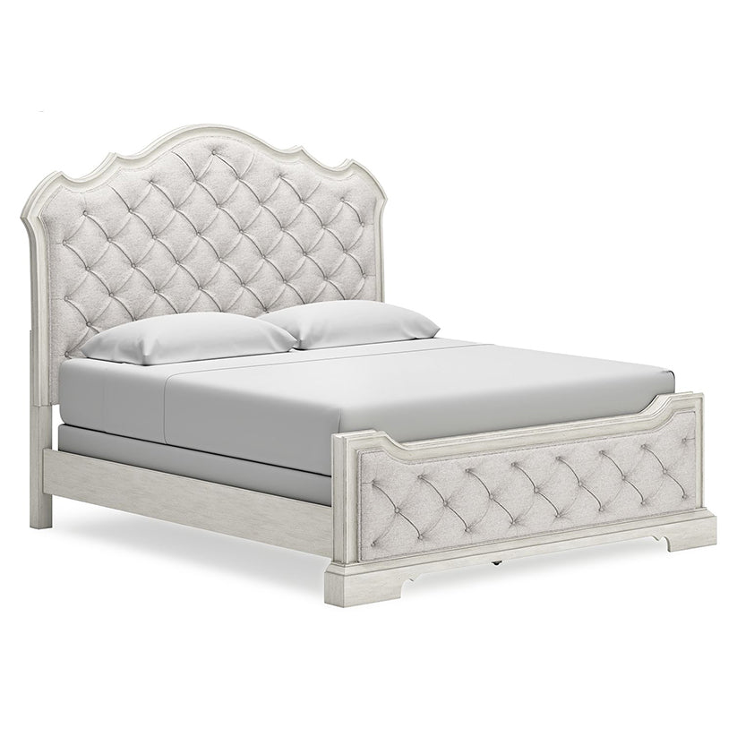 Bueeen Arlendyne - Antique White - King Upholstered Bed – Furniture
