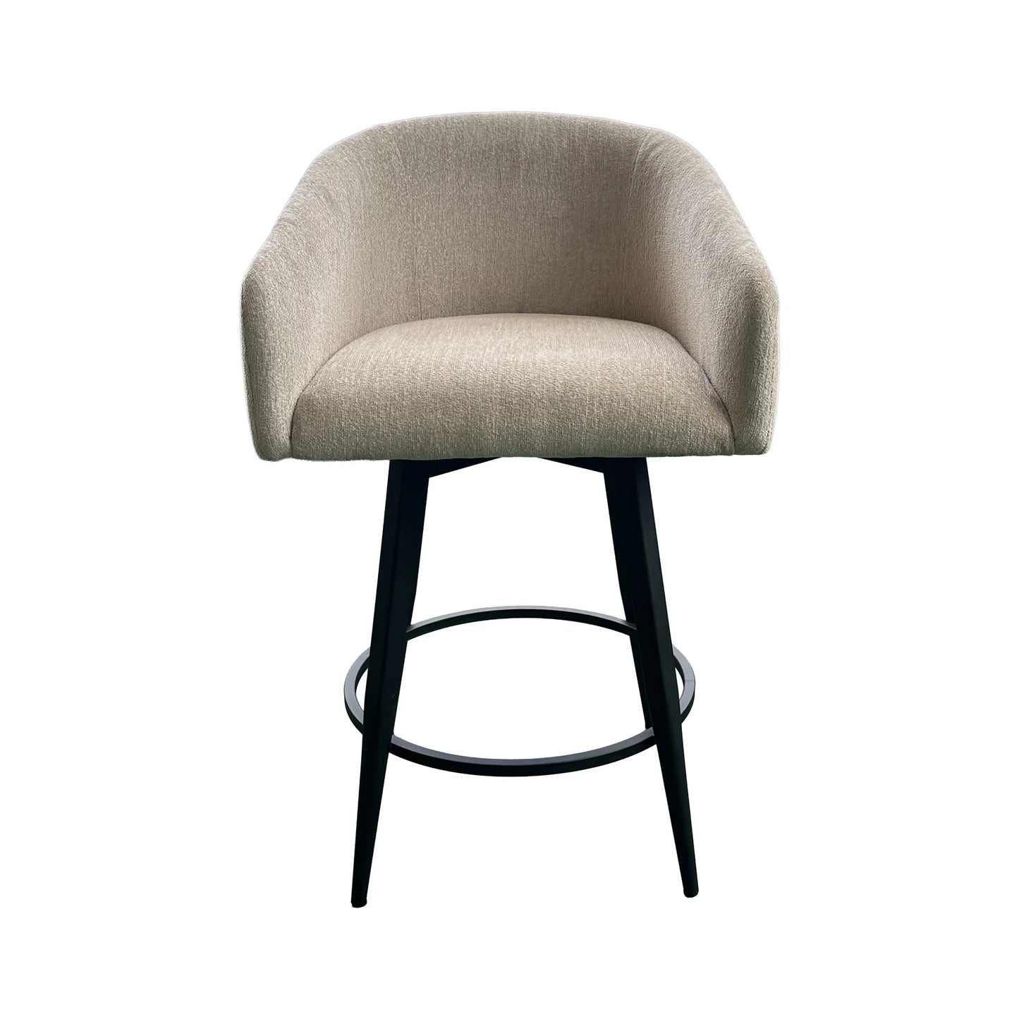 Metal Base Barstools - Barstool With Barrel Seat - Champagne