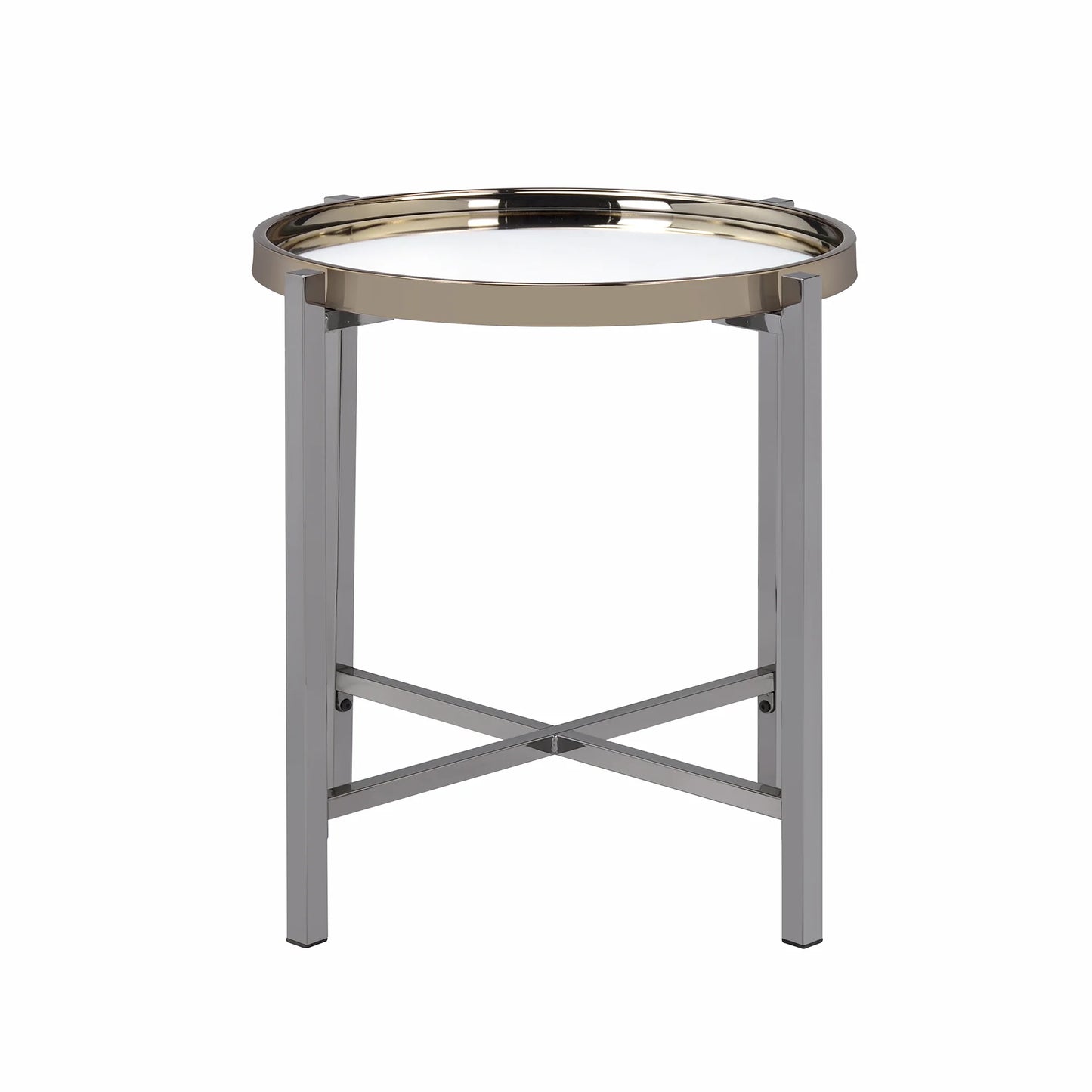 Edith - Round End Table - Dark Nickel