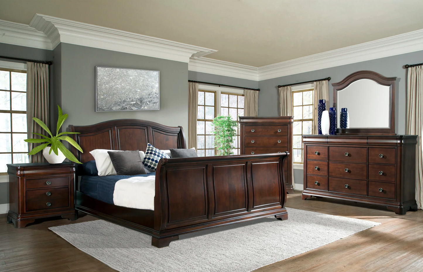 Cameron - King Sleigh Bed - Cherry