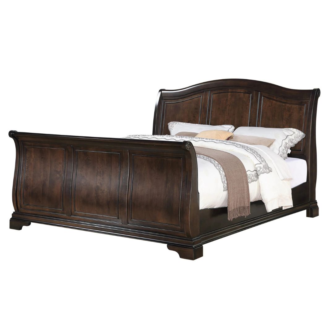 Cameron - Queen Sleigh Bed - Cherry