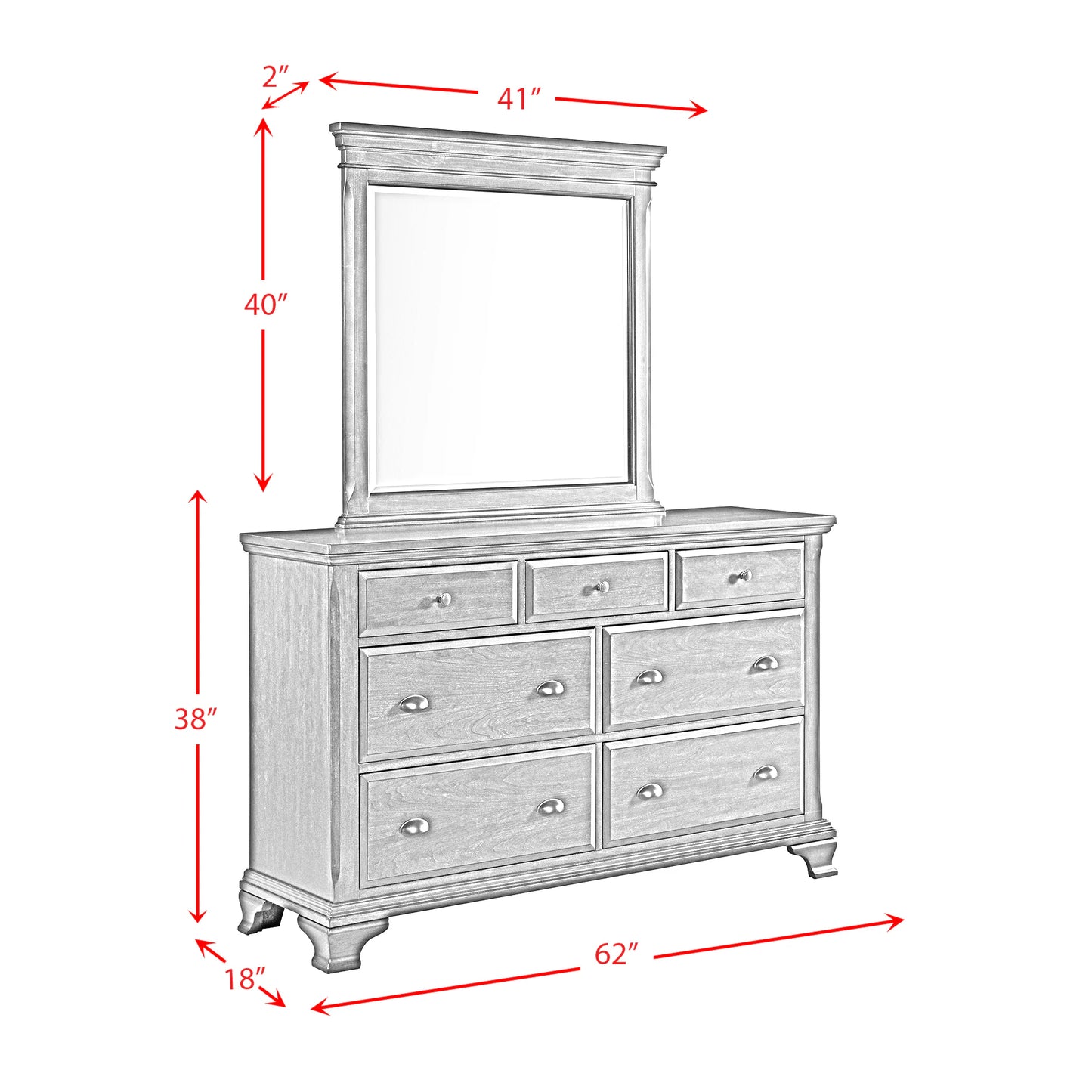 Canton - Dresser & Mirror Set - Cherry