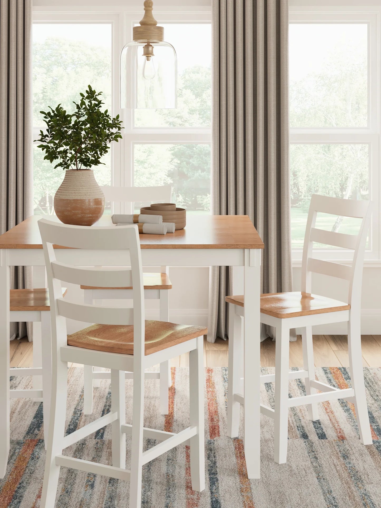 Gesthaven - Natural / White - Dining Room Counter Table Set (Set of 5)