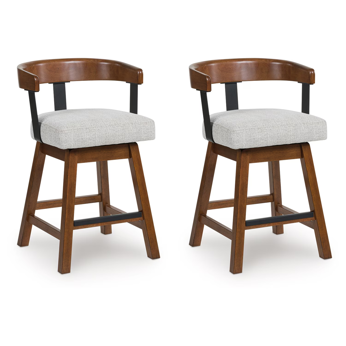 Ralene - Medium Brown - Upholstered Swivel Barstool (Set of 2)