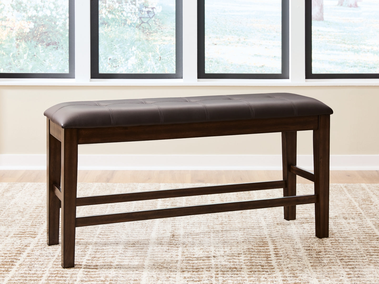 Haddigan - Dark Brown - Double Counter Height Upholstered Bench