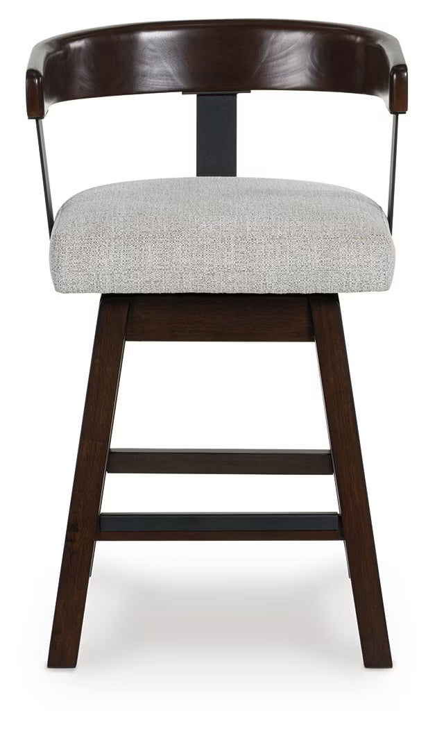 Haddigan - Dark Brown - Upholstered Swivel Barstool (Set of 2)
