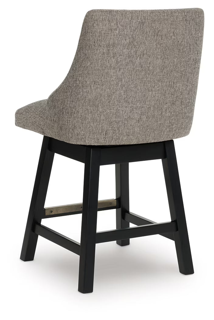 Neymorton - Dark Grayish Brown - Upholstered Swivel Barstool (Set of 2)