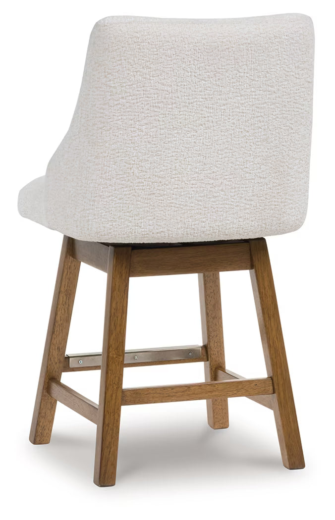 Cabalynn - Oatmeal / Light Brown - Upholstered Swivel Barstool (Set of 2)