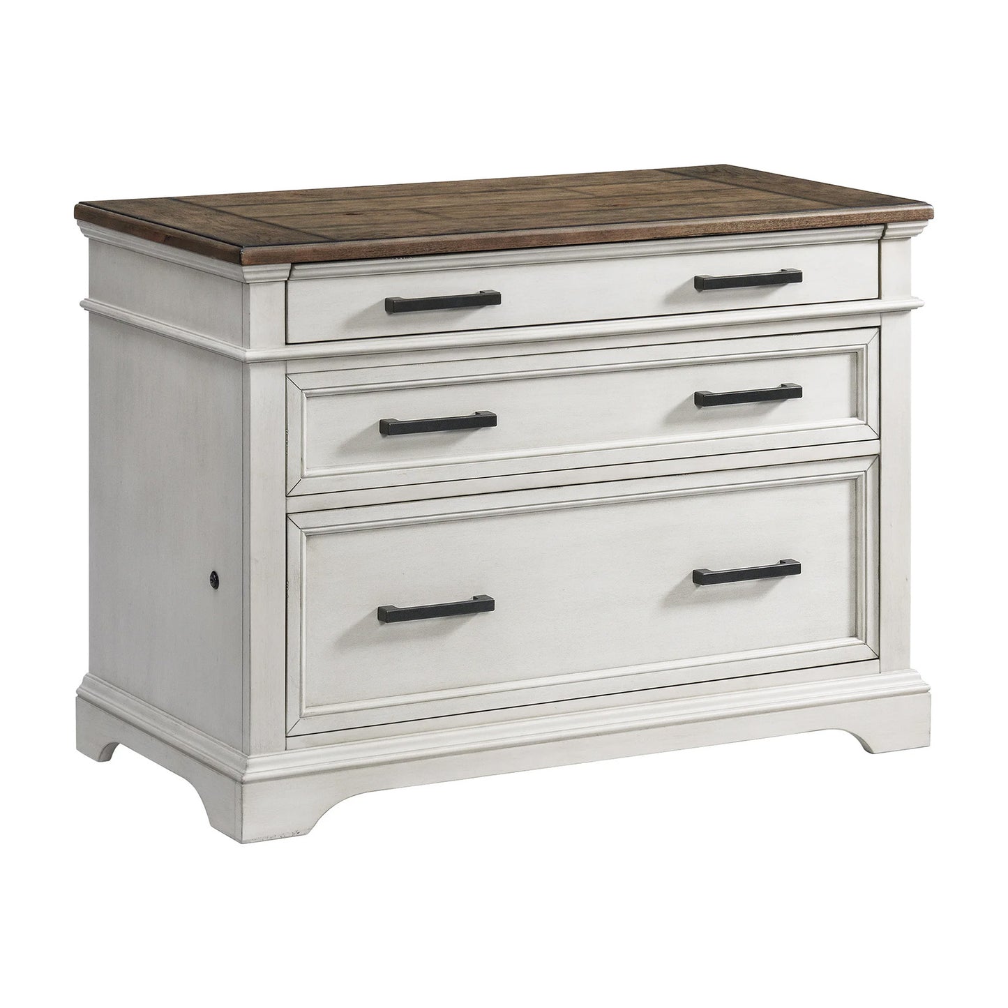 Drake - Lateral File Cabinet - Rustic White / French Oak