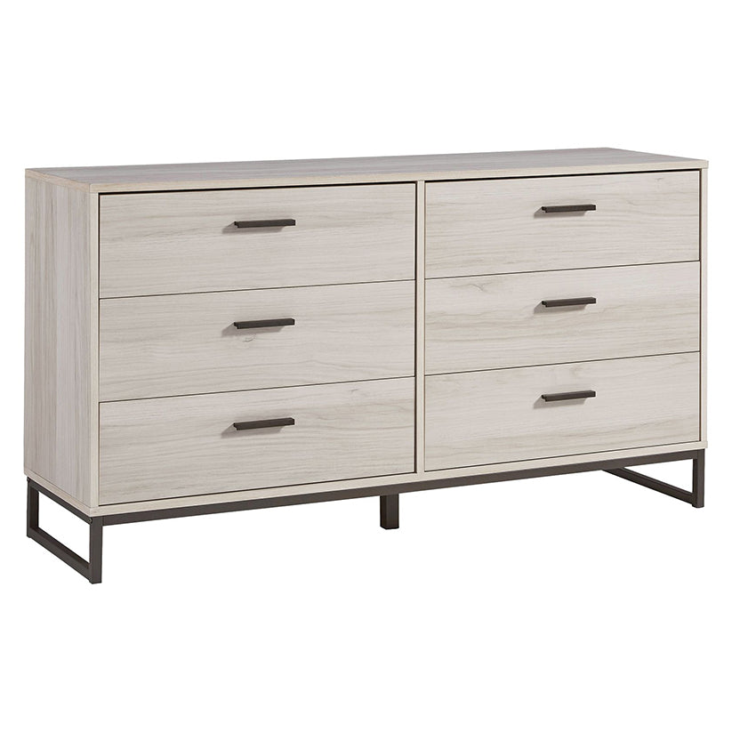 metal wrapped dresser Socalle - Light Natural - Six Drawer Dresser