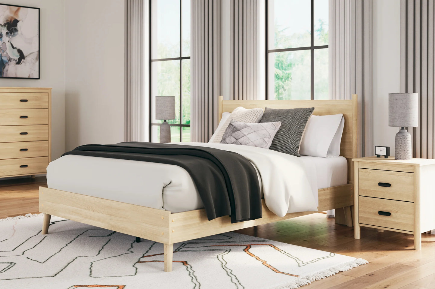 Cabinella - Tan - Queen Platform Panel Bed 3
