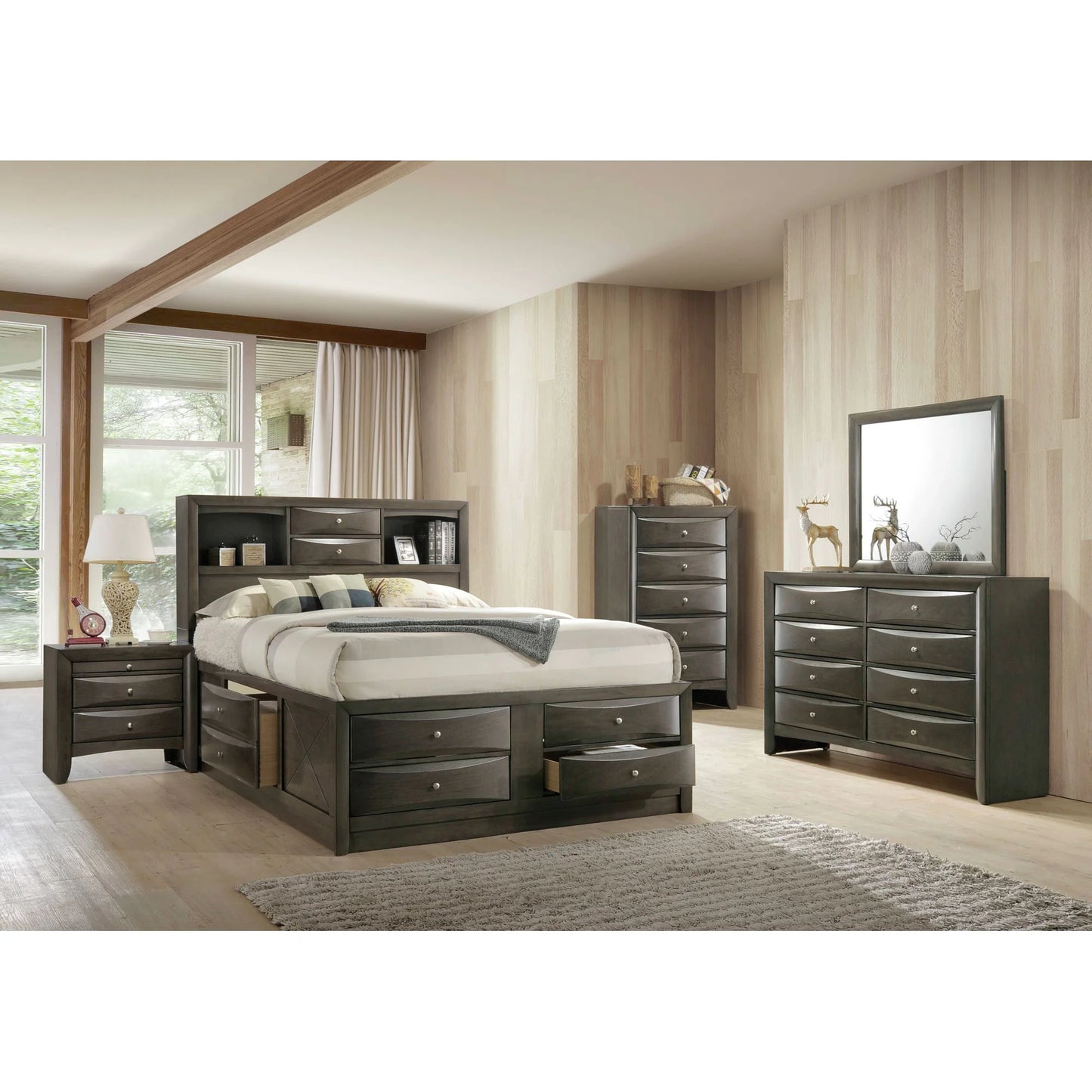 Emily - Queen Storage Bed - Dark Gray