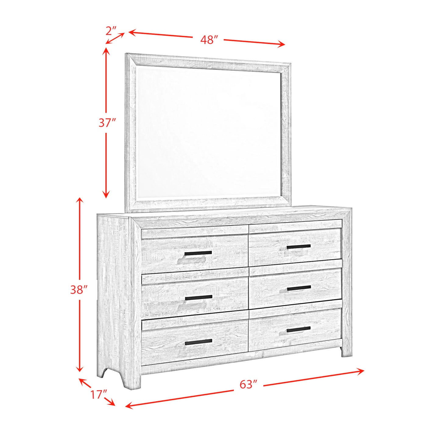Ellen - Dresser & Mirror Set White
