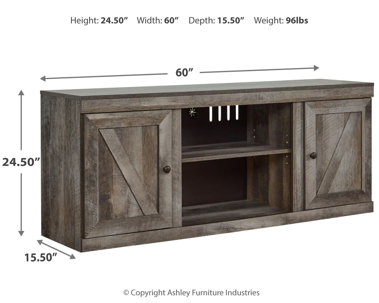 Wynnlow - Gray - LG TV Stand W/Fireplace Option