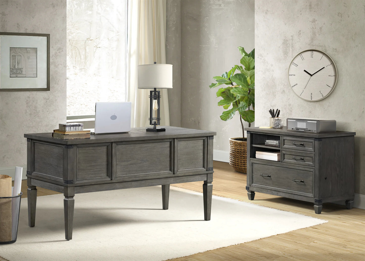 Foundry - 60" Half Ped Desk - Brushed Pewter