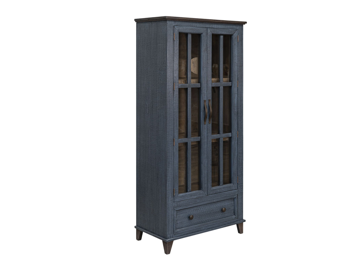 Toscana - 1 Drawer 2 Glass Doors Cabinet - Deep Blue