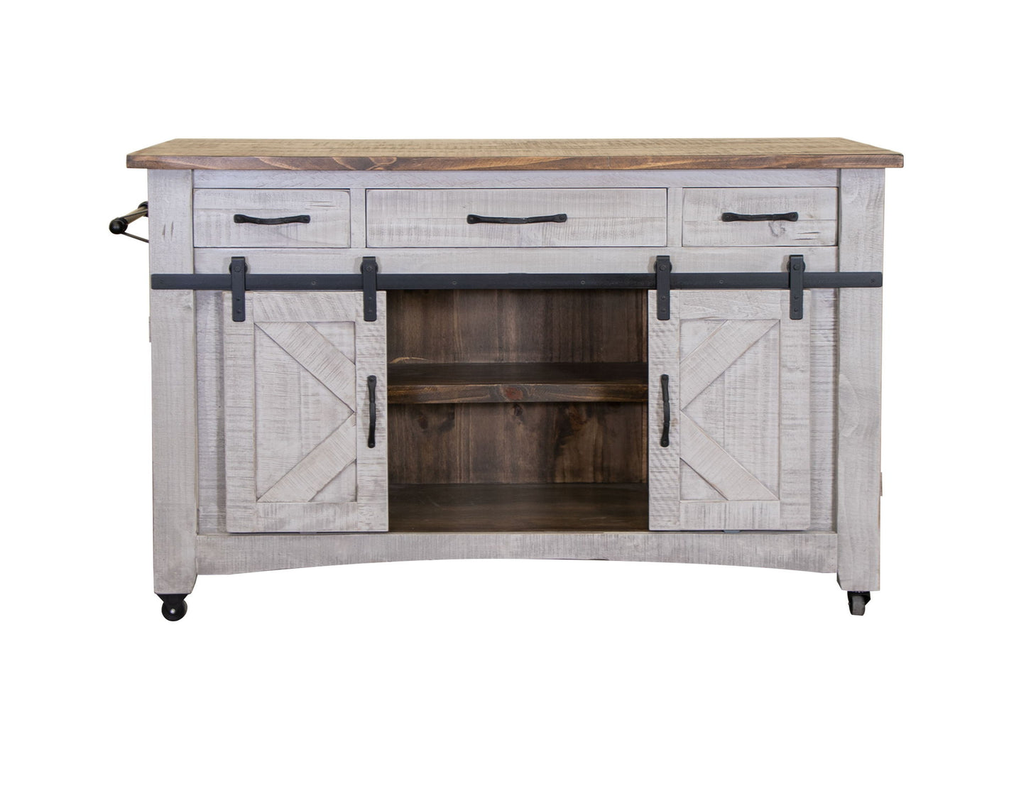 Pueblo Gray - Kitchen Island - Light Gray / Brown