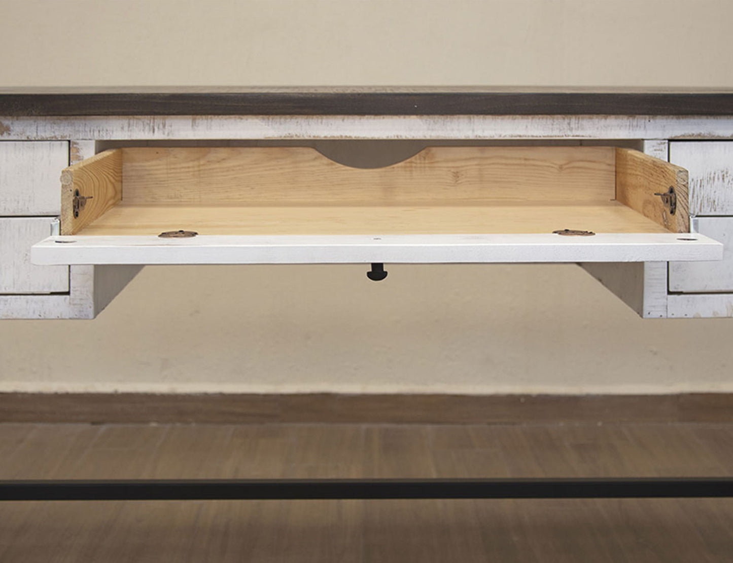 Pueblo White - Desk - Antiqued White / Brown