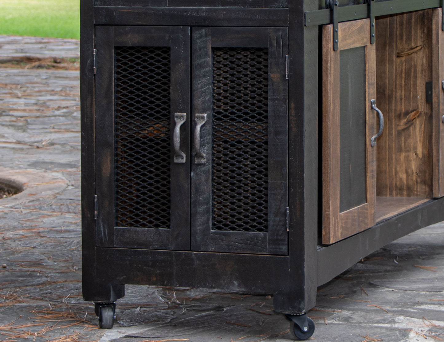 Pueblo Black - Kitchen Island - Black / Medium Brown