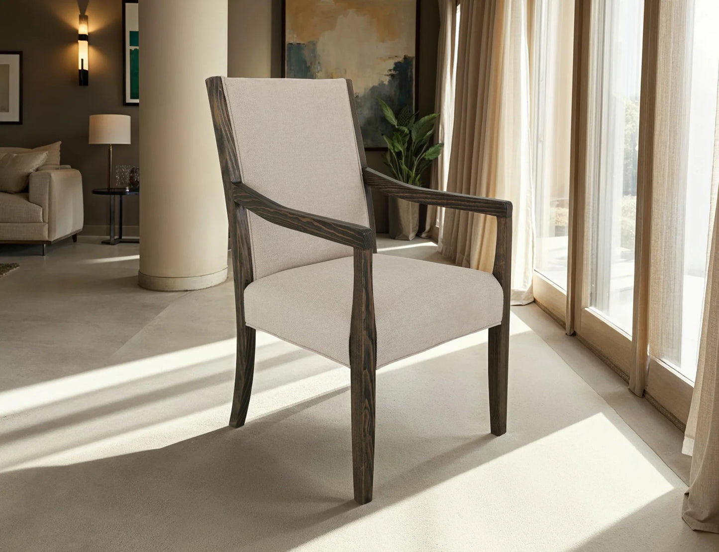 Black Verona - Upholstered Dining Armchair - Ivory