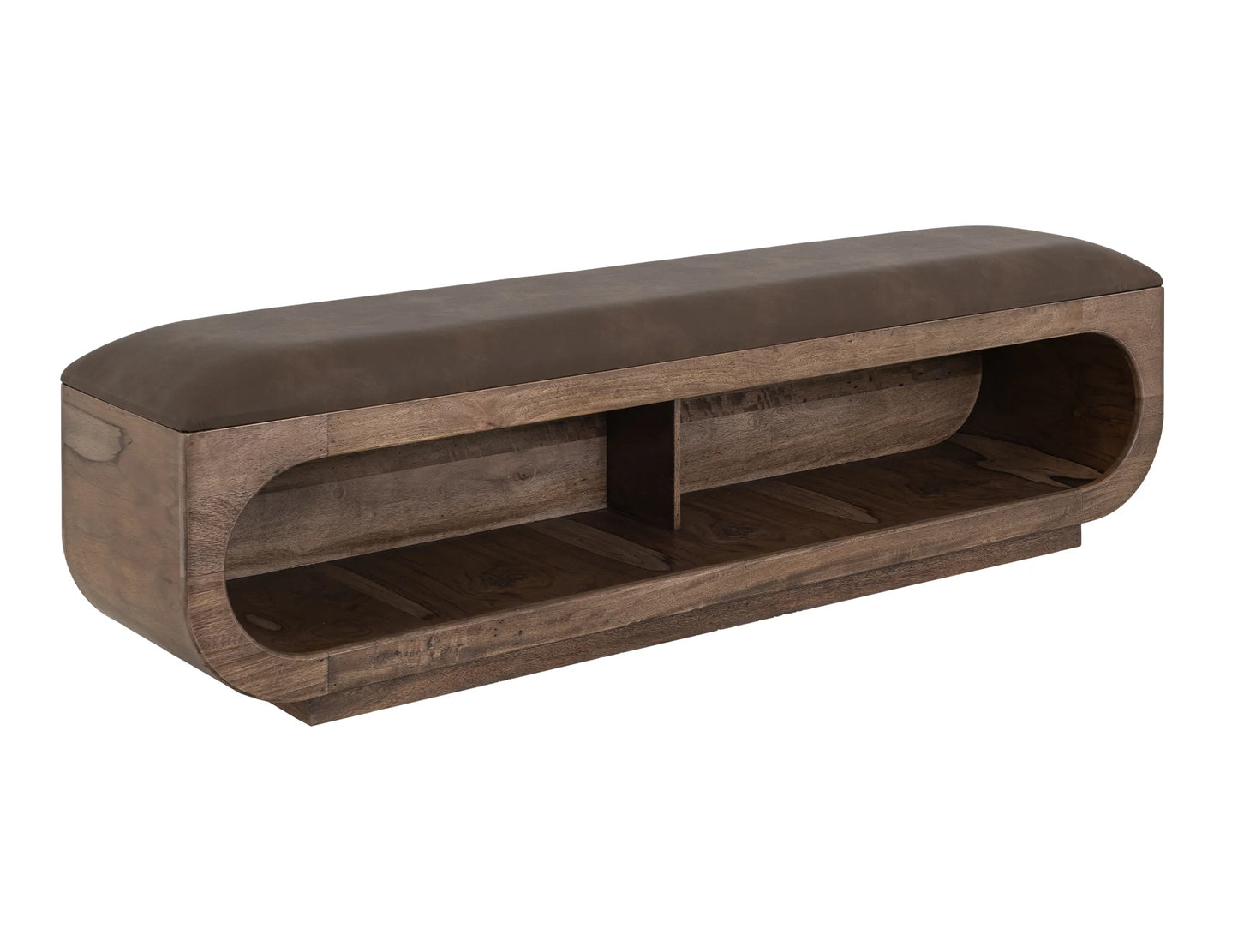 Balam - Wooden Bench With A Cushioned Seat - Brown