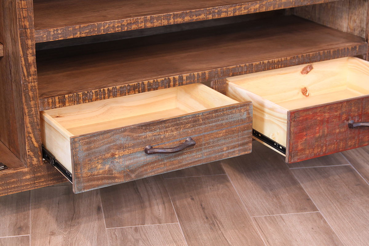 Antique - 76" TV Stand With 2 Drawers - Multicolor