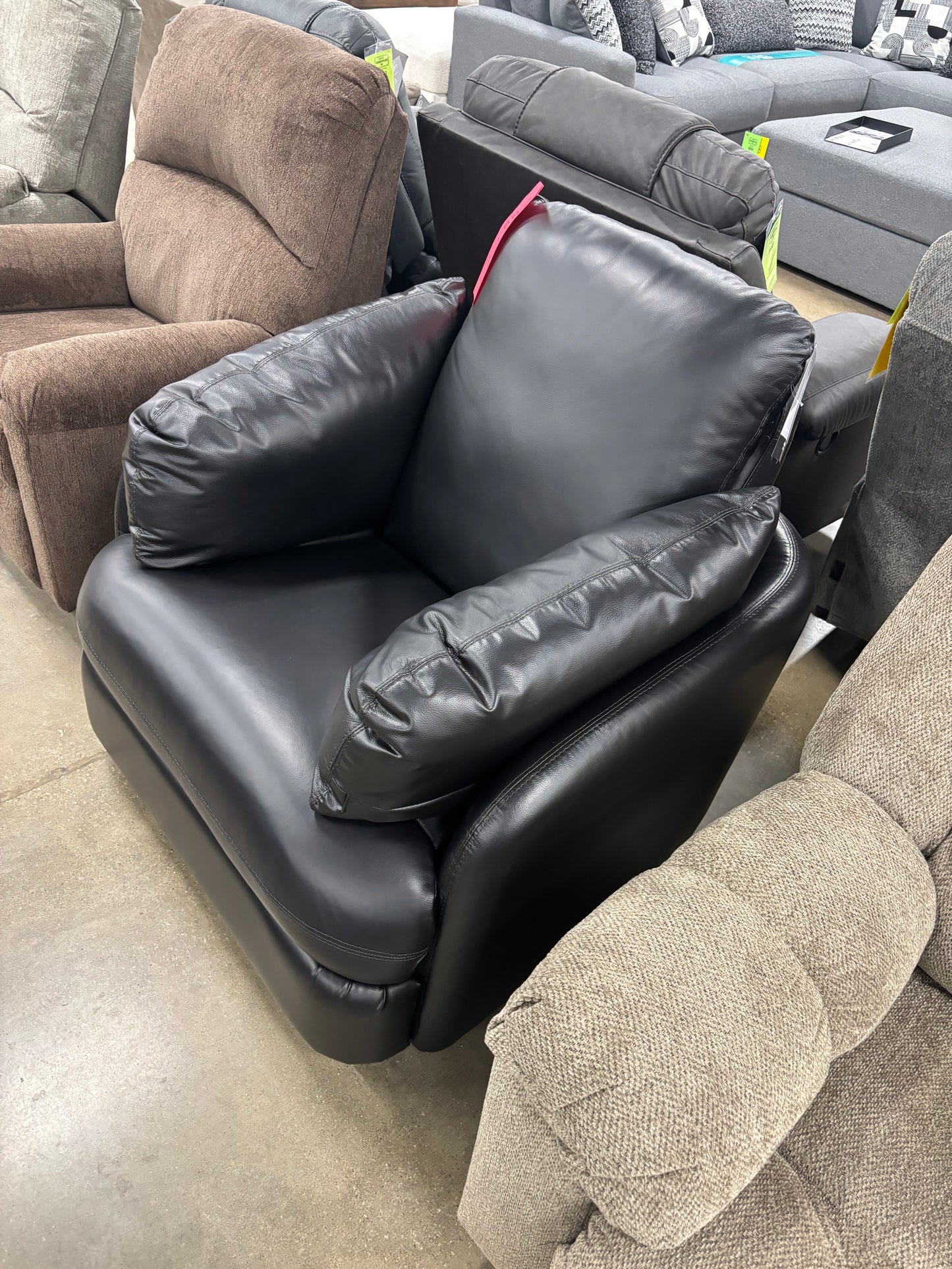 Black Leather Swivel Glider Recliner