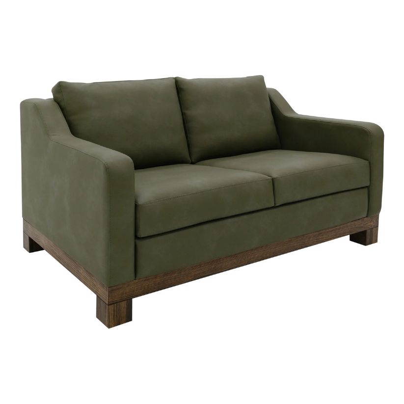 Natural Teca - Loveseat - Olive Green