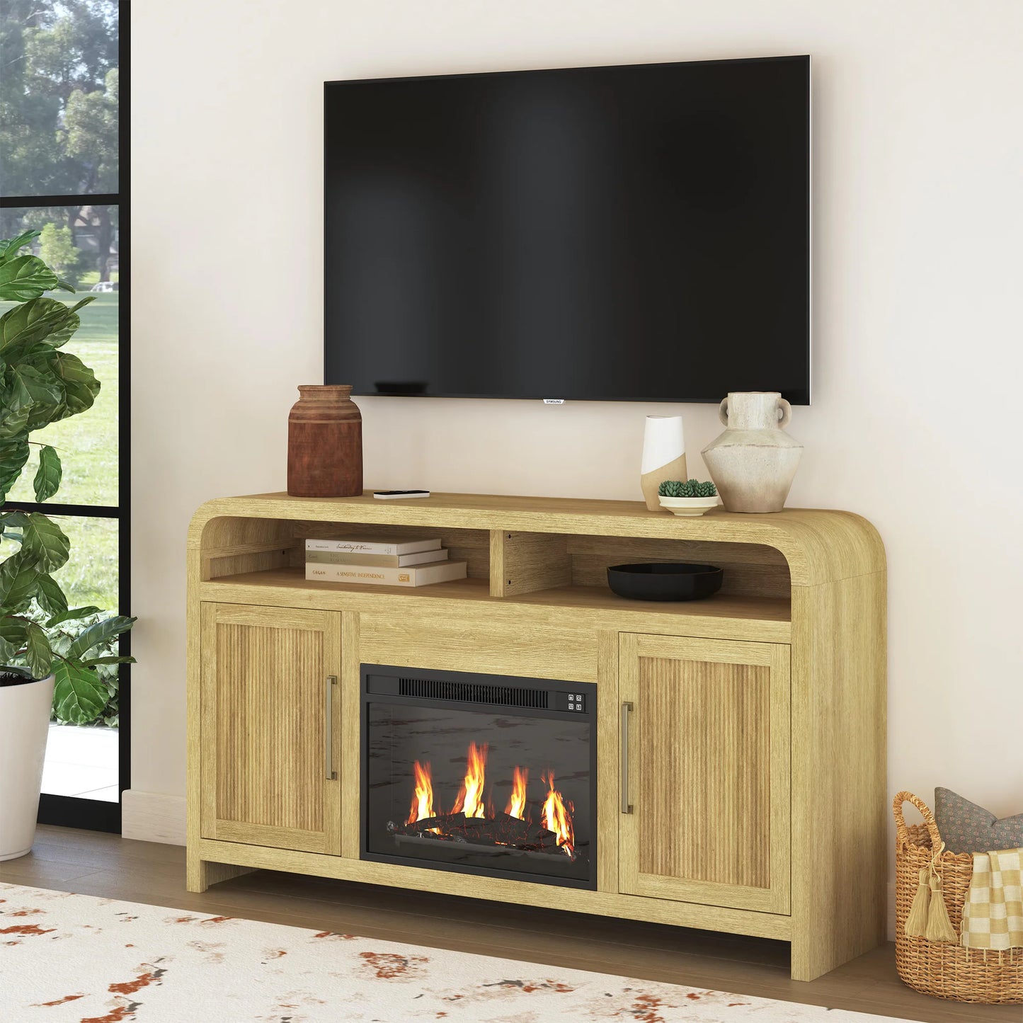 Ridgemont - Complete Fireplace Cabinet, Single Pack - Natural