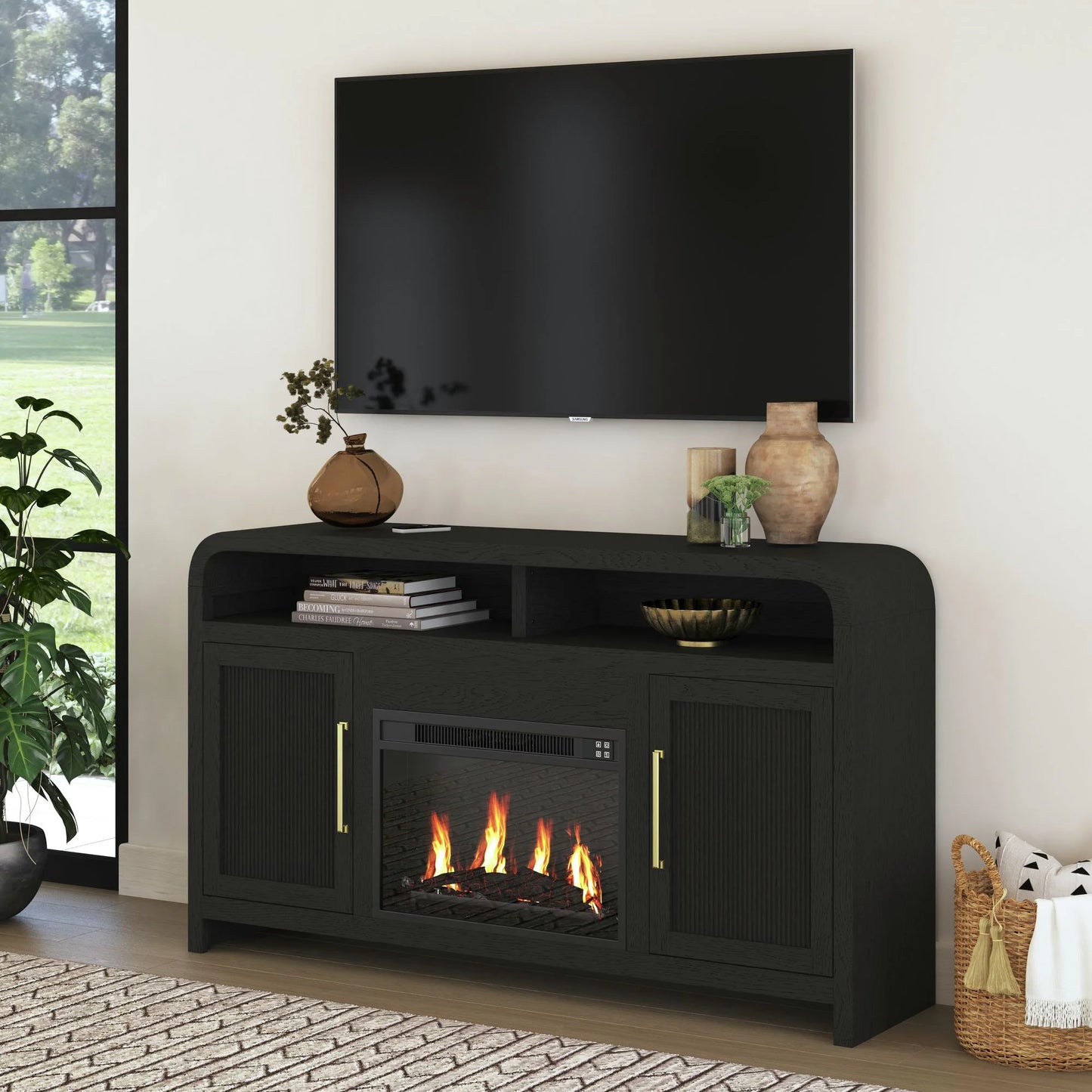 Ridgemont - Complete Fireplace Cabinet (Single Pack) - Black
