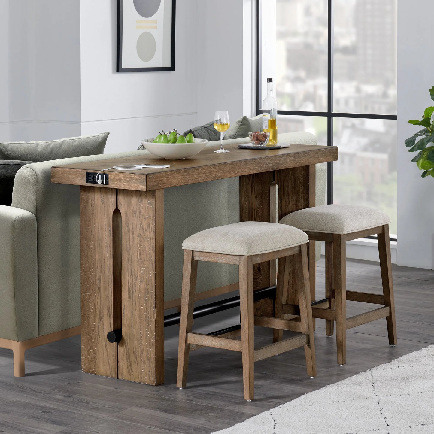 Landmark - Sofa Back Table - Weathered Oak