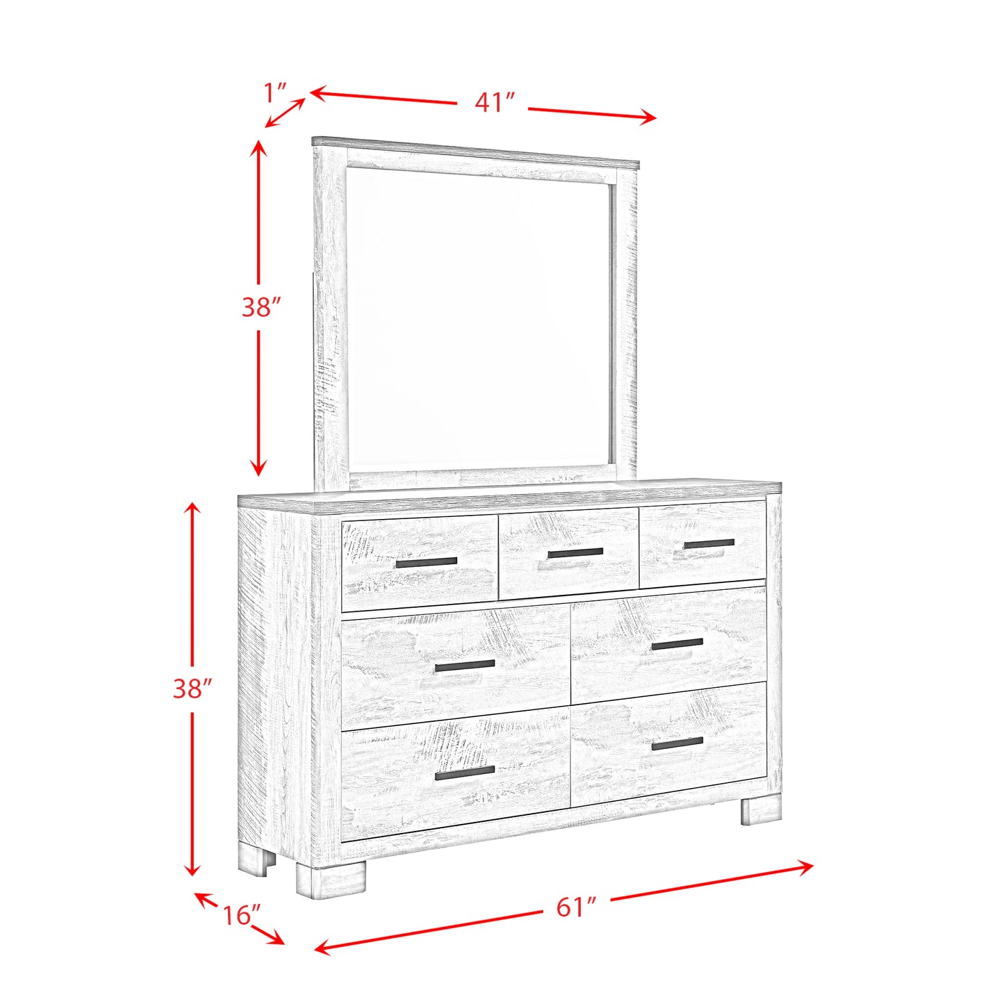 Millers Cove - 6-Drawer Dresser With Mirror - Distressed Gray