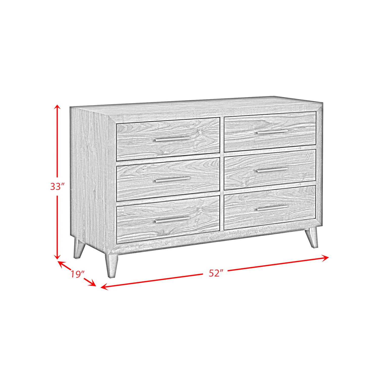Malia - 6-Drawer Dresser - Walnut