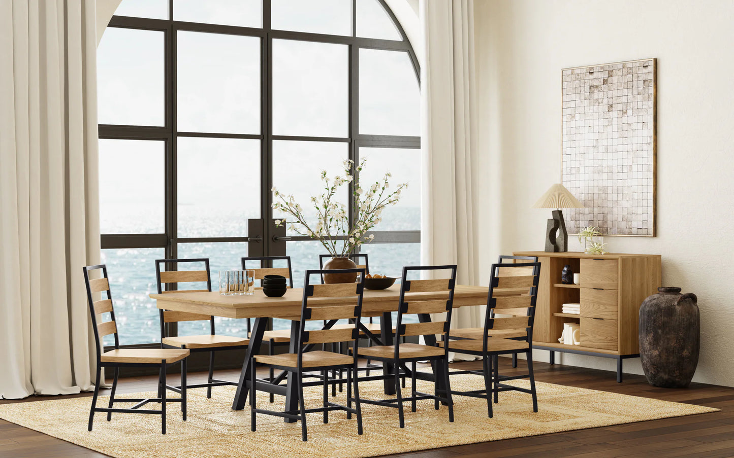 Newport - Trestle Table - Natural Oak