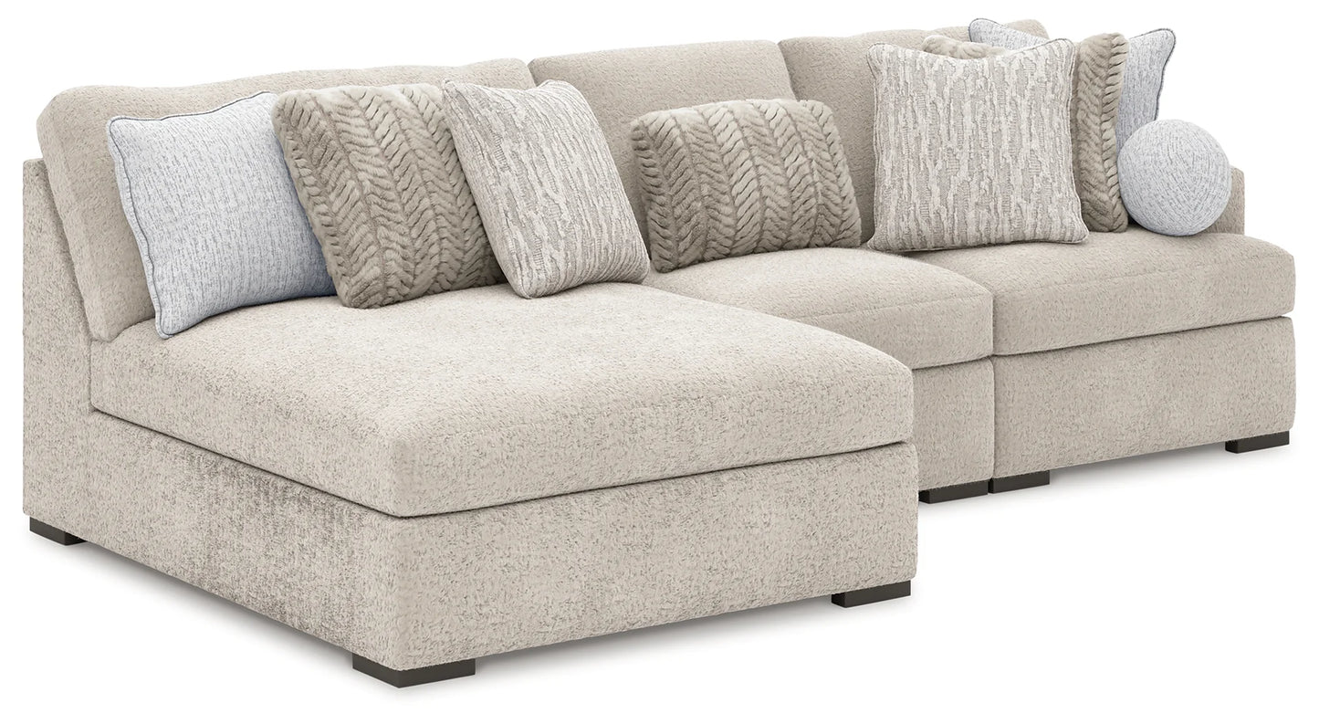 Cuddle Plush - Arctic - 3-Piece Sectional With Armless Chaise And RAF Corner Chair