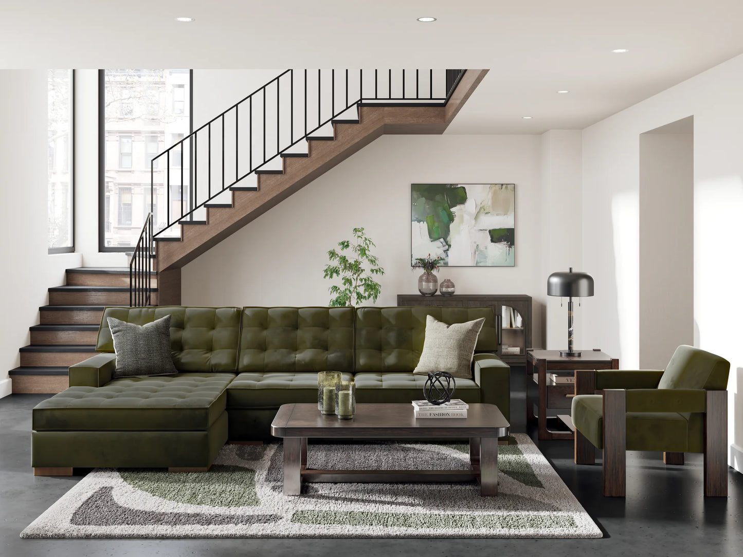 Caspian-Town - Olive - 2-Piece Sectional With LAF Corner Chaise