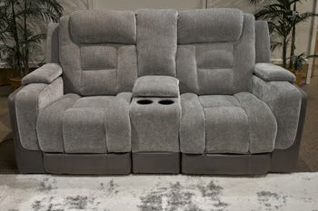 Mixed Motion - Power Reclining Loveseat With Console / Adjustable Headrest - Shadow