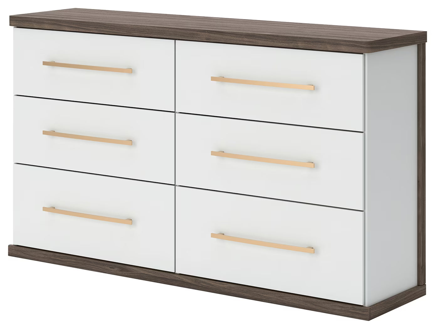 Kendanport - Brown / White - Six Drawer Dresser