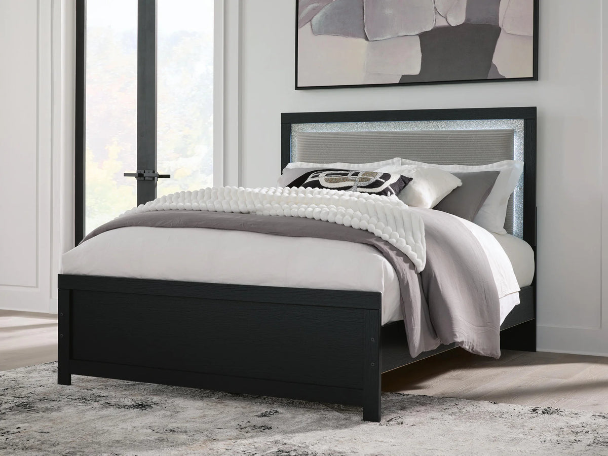 Maeling - Queen Upholstered Panel Bed - Black
