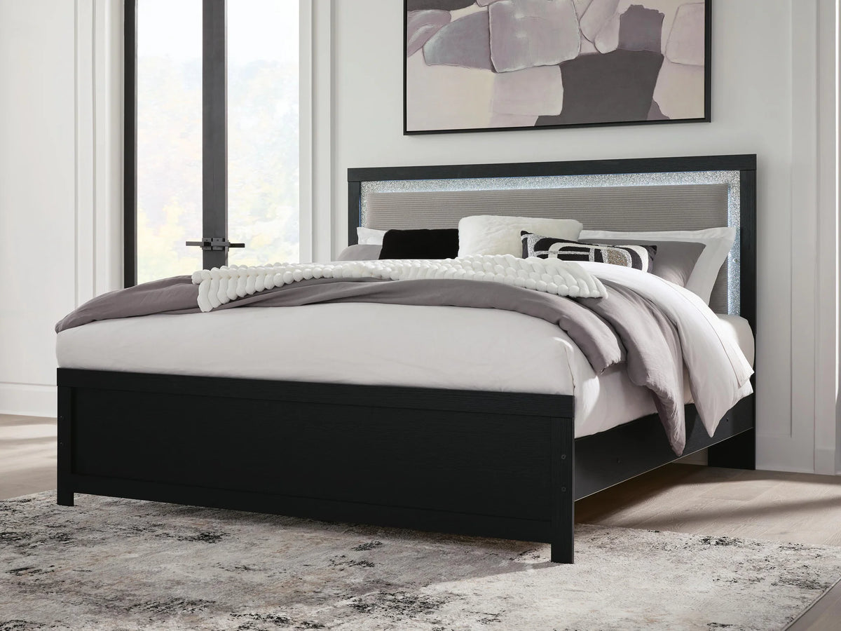 Maeling - King Upholstered Panel Bed - Black