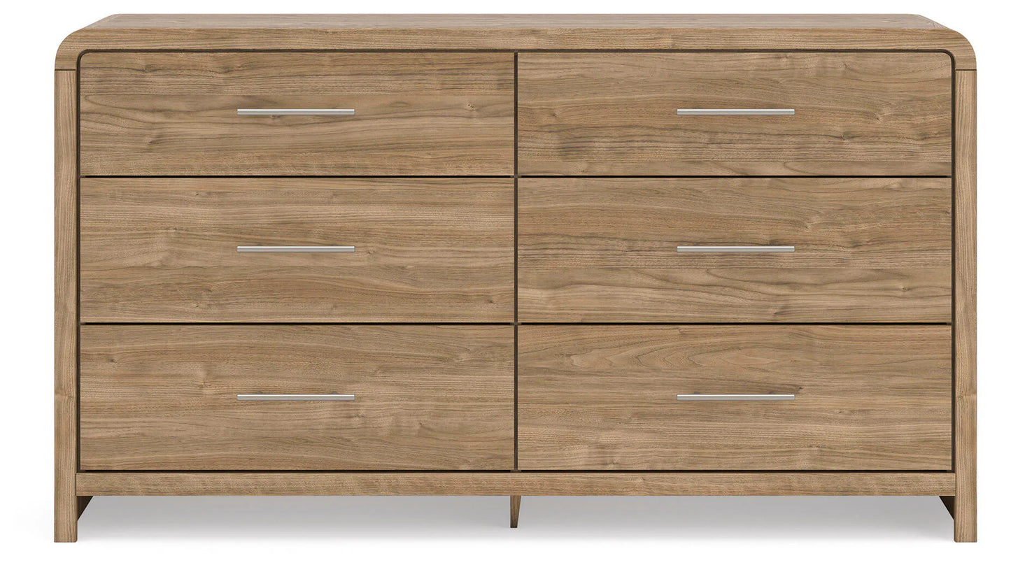 Gramburg - Six Drawer Dresser - Warm Natural Brown