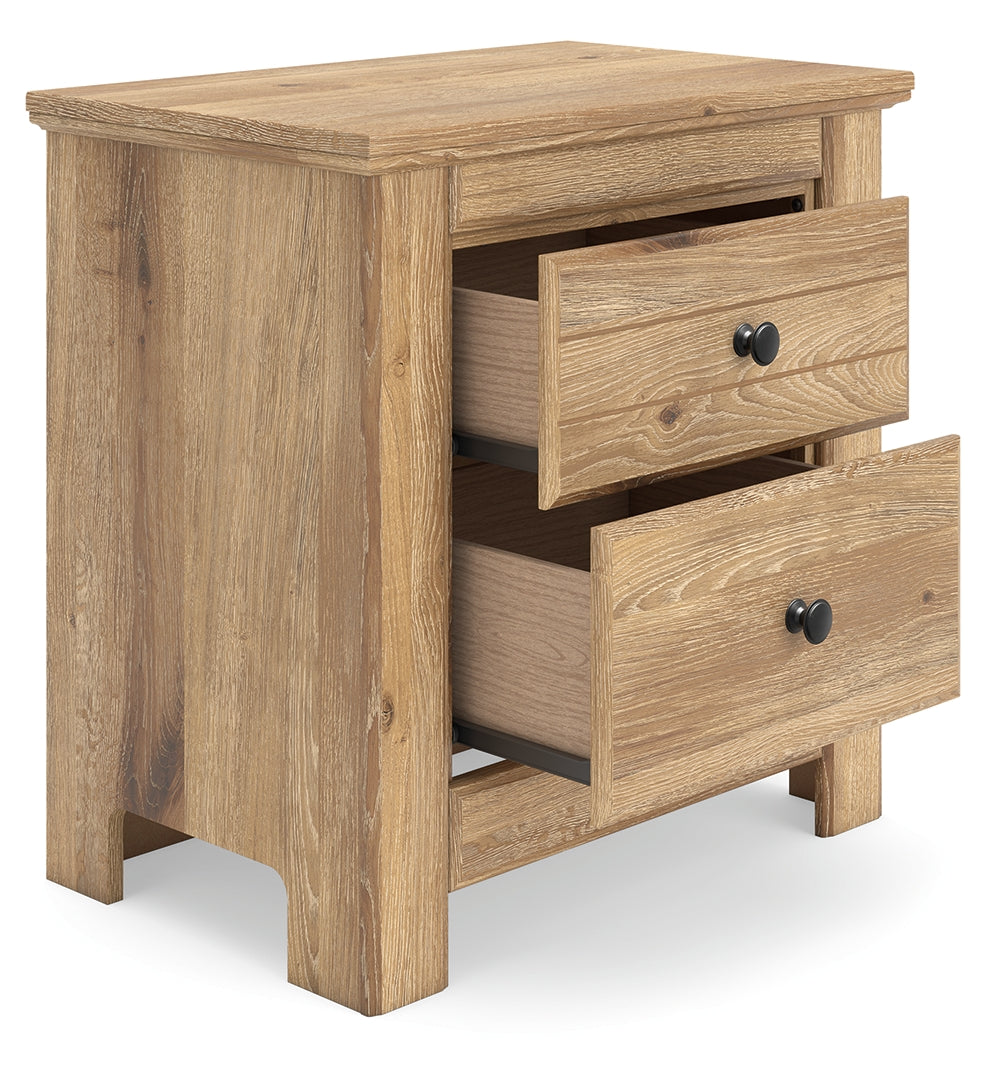 Makidern - Tan - Two Drawer Night Stand