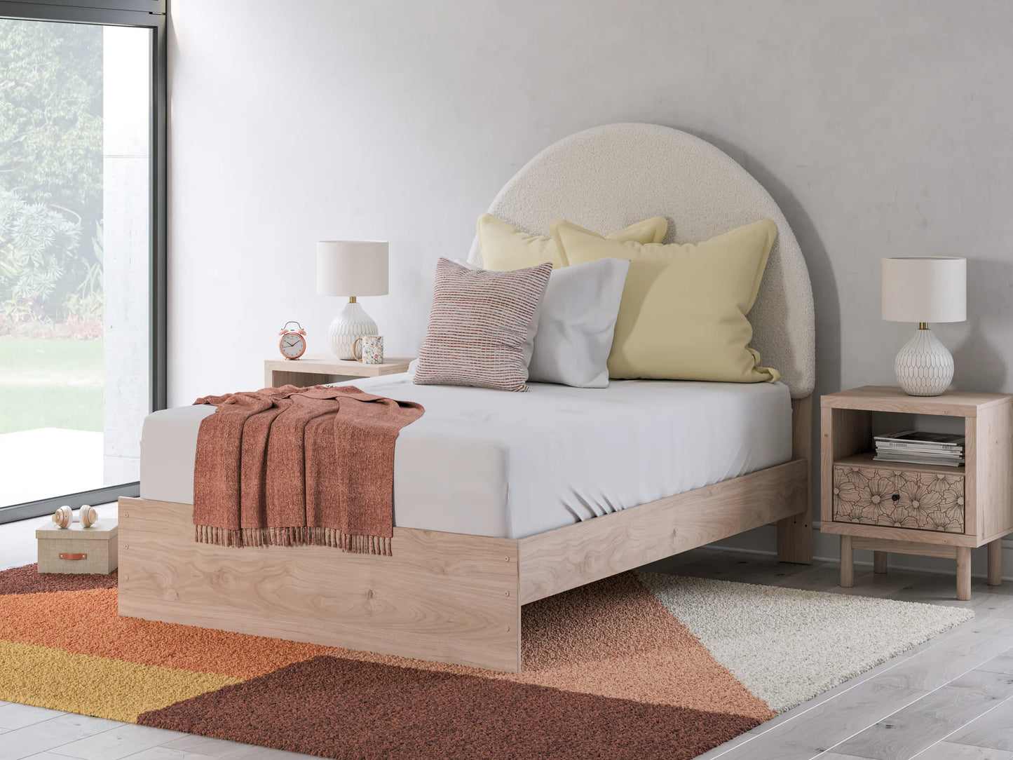 Arloster - Full Upholstered Panel Bed - Tan / White