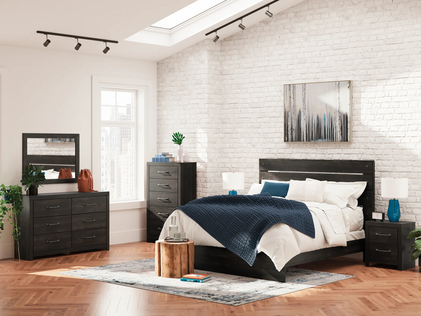 Hollivern - Dark Gray - King Panel Bed